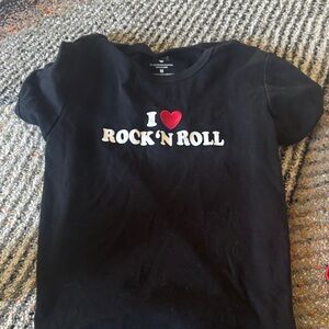 Women's Black 'I Love Rock 'N Roll' Crop Top